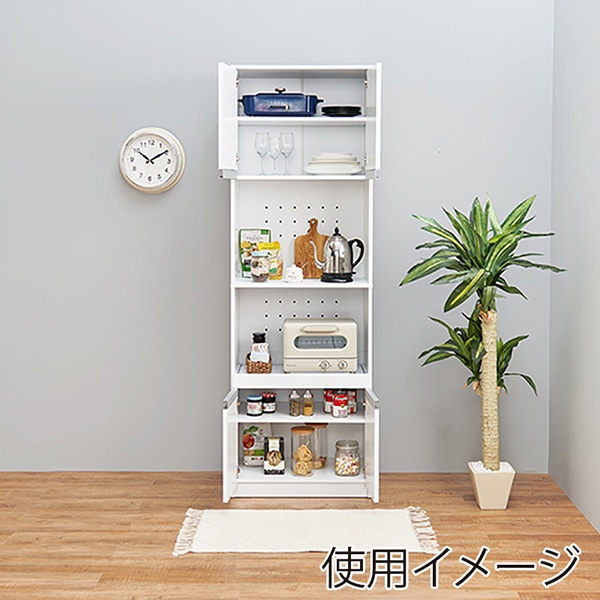 萩原 キッチンボード ハイタイプ 幅60cm ホワイト VHR-7153WH 1台(ご注文単位1台)【直送品】