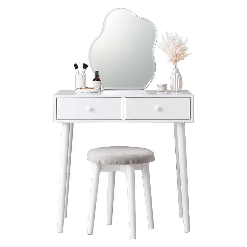 萩原 ドレッサー スツール付 ホワイト MD-6737WH 1台(ご注文単位1台)【直送品】