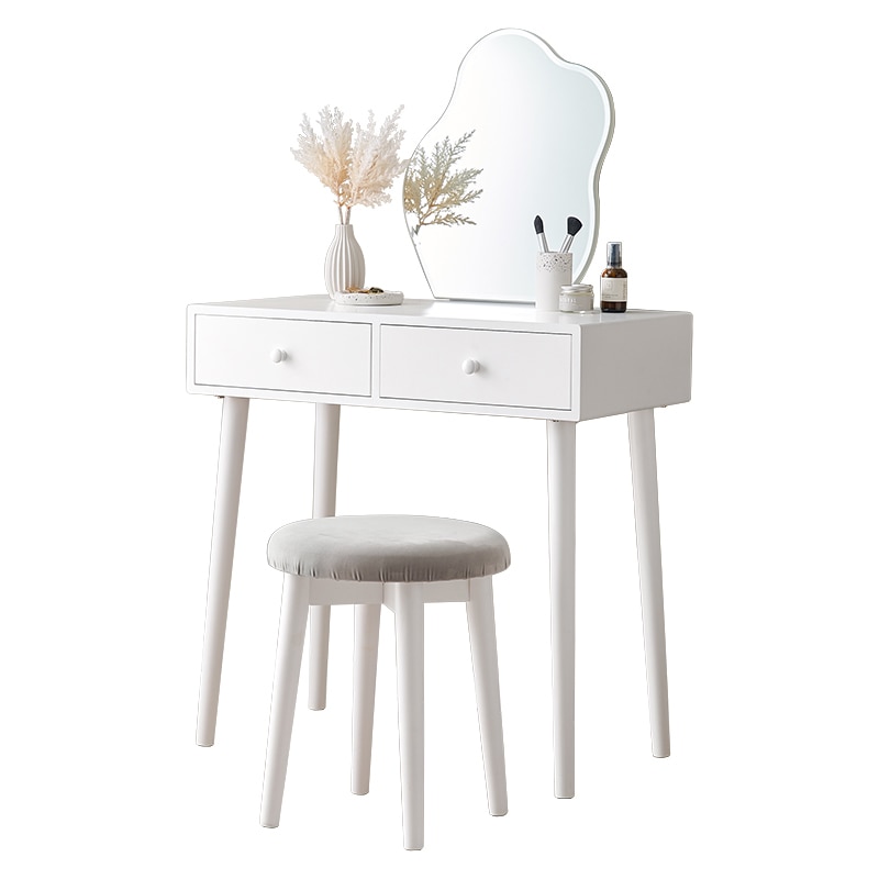 萩原 ドレッサー スツール付 ホワイト MD-6737WH 1台(ご注文単位1台)【直送品】