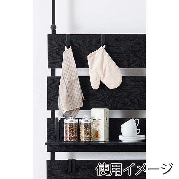 萩原 突っ張り式ウォールラック 幅40cm ブラック×ブラック KTR-3146BK 1台(ご注文単位1台)【直送品】