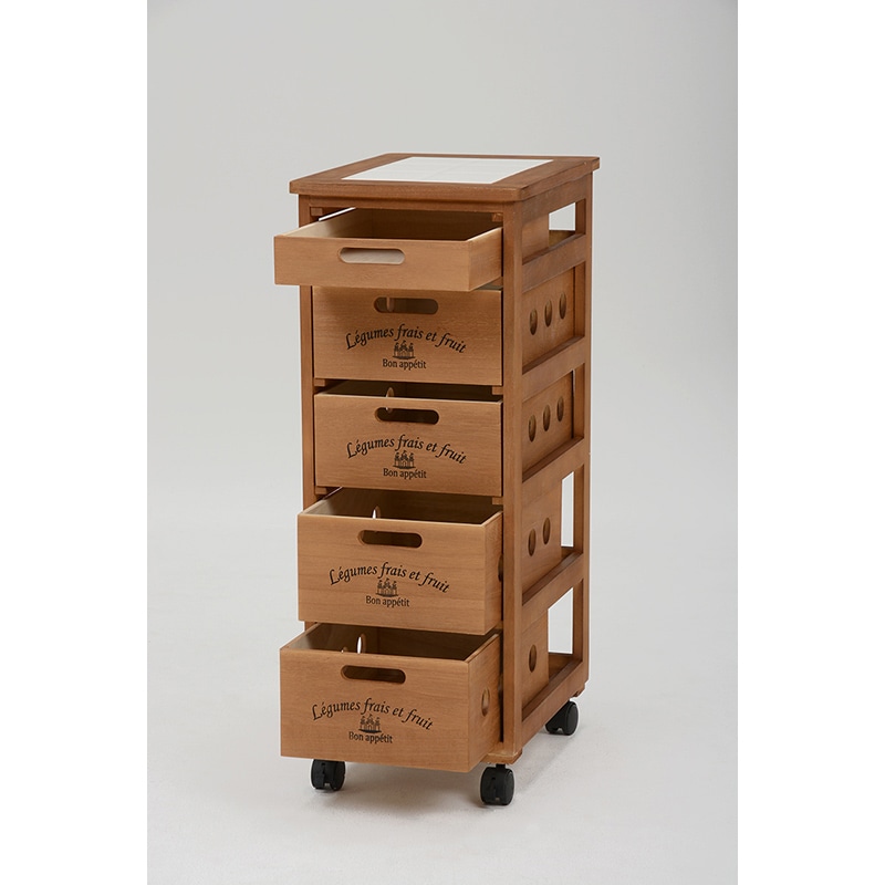 萩原 キッチンストッカー 5段 ライトブラウン MUD-6605LBR 1台(ご注文単位1台)【直送品】