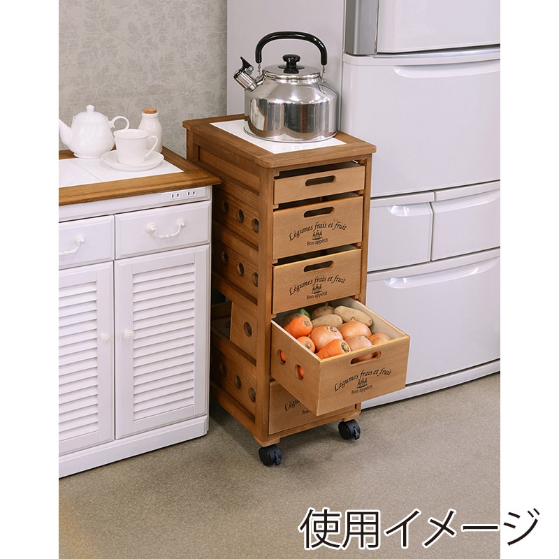 萩原 キッチンストッカー 5段 ライトブラウン MUD-6605LBR 1台(ご注文単位1台)【直送品】