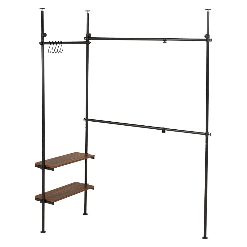 萩原 伸縮式突っ張りハンガーラック ブラウン×ブラック KTR-3141BB 1台(ご注文単位1台)【直送品】