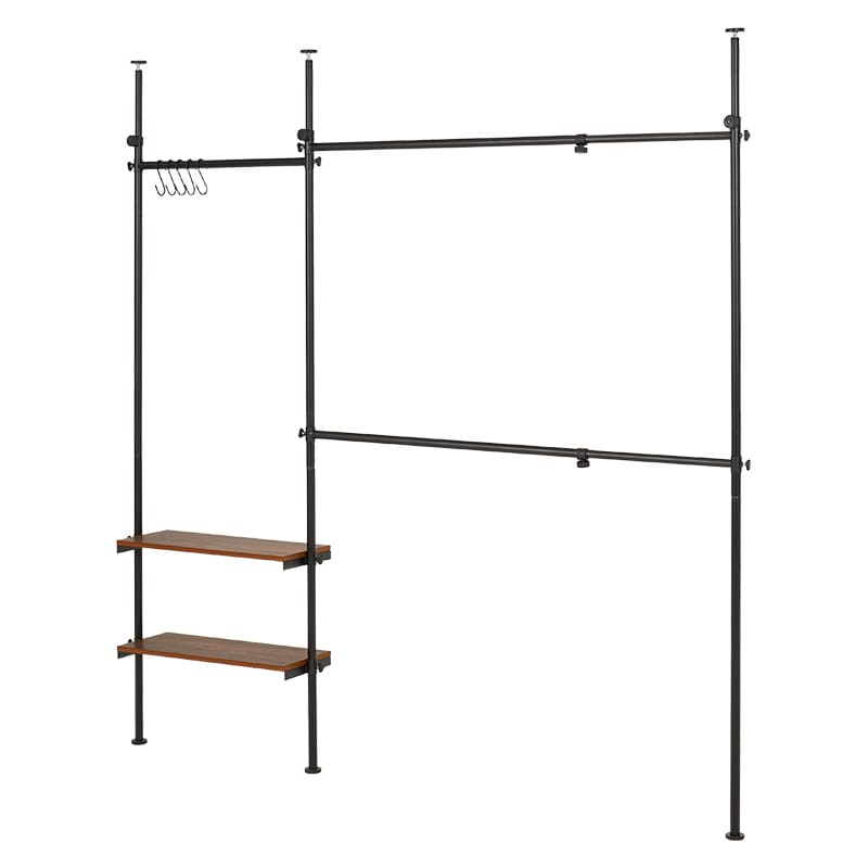 萩原 伸縮式突っ張りハンガーラック ブラウン×ブラック KTR-3141BB 1台(ご注文単位1台)【直送品】