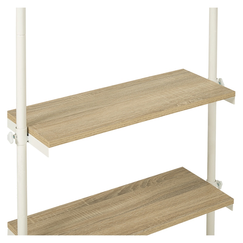 萩原 伸縮式突っ張りハンガーラック ナチュラル×ホワイト KTR-3141NW 1台(ご注文単位1台)【直送品】