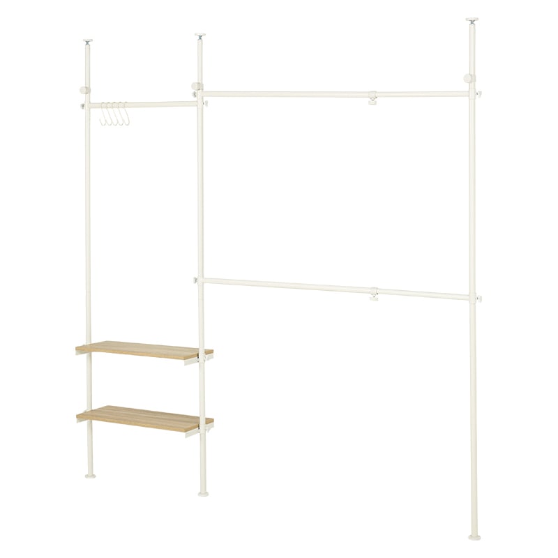 萩原 伸縮式突っ張りハンガーラック ナチュラル×ホワイト KTR-3141NW 1台(ご注文単位1台)【直送品】