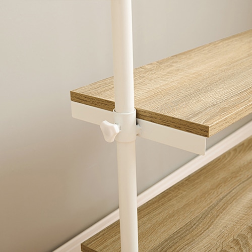 萩原 伸縮式突っ張りハンガーラック ナチュラル×ホワイト KTR-3141NW 1台(ご注文単位1台)【直送品】