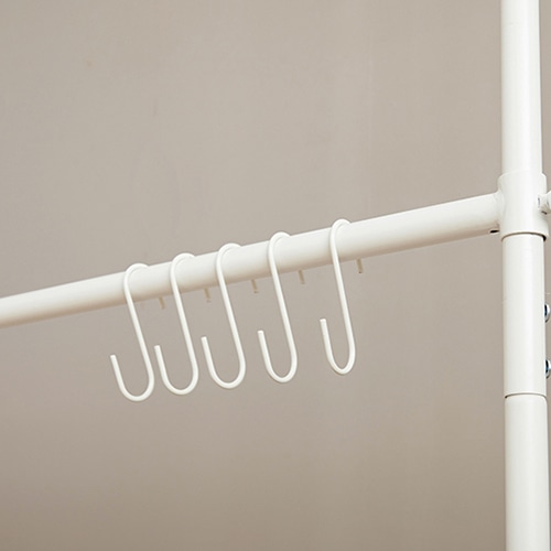 萩原 伸縮式突っ張りハンガーラック ナチュラル×ホワイト KTR-3141NW 1台(ご注文単位1台)【直送品】