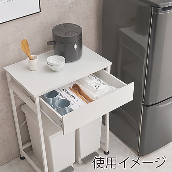 萩原 ごみ箱上ラック　幅60.5cm ホワイト KR-3770WH 1台（ご注文単位1台）【直送品】