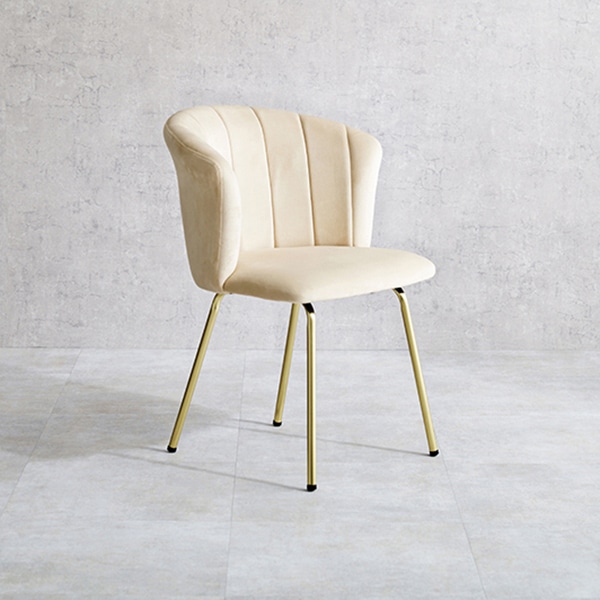 萩原 ベロア調チェア 幅57cm アイボリー LC-4765IV 1台(ご注文単位1台)【直送品】