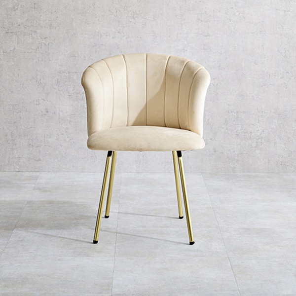 萩原 ベロア調チェア 幅57cm アイボリー LC-4765IV 1台(ご注文単位1台)【直送品】