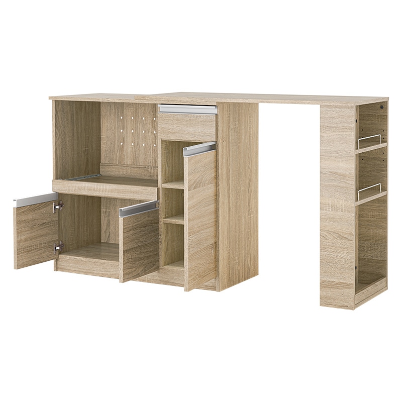 萩原 伸縮式キッチンカウンターセット　幅89cm ナチュラル VKC-7150NAOS 1台（ご注文単位1台）【直送品】