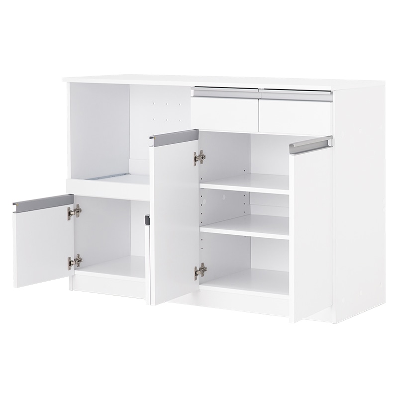 萩原 伸縮式キッチンカウンターセット　幅118cm ホワイト VKC-7151WHOS 1台（ご注文単位1台）【直送品】