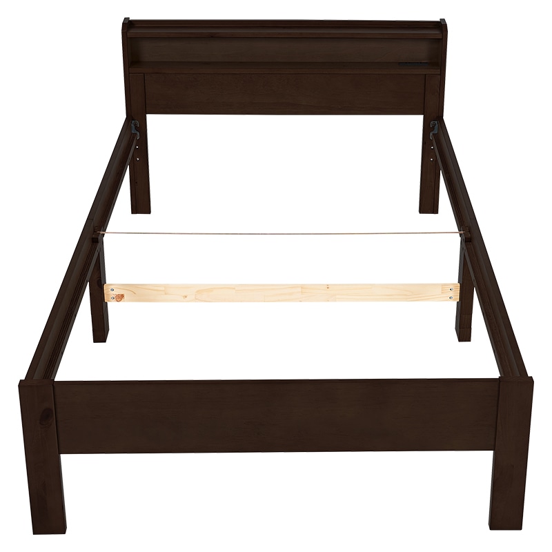 萩原 セミダブルベッド ボンネルコイルマットレス付 宮棚2段 ダークブラウン MB-5406SD+KM-3101 1台(ご注文単位1台)【直送品】