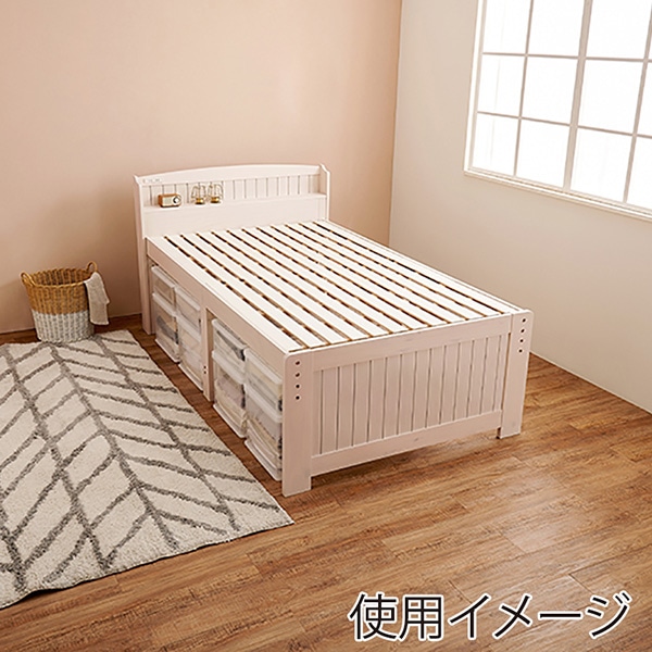 萩原 すのこベッド　宮棚付　ハイタイプ セミダブル　ホワイトウォッシュ MB-5916SD-WS 1台（ご注文単位1台）【直送品】