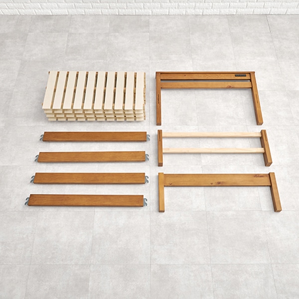 萩原 すのこベッド 組立簡単 宮棚付 シングル ライトブラウン MB-5151SLBR 1台(ご注文単位1台)【直送品】