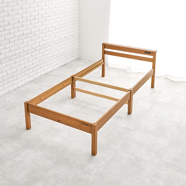 萩原 すのこベッド 組立簡単 宮棚付 シングル ライトブラウン MB-5151SLBR 1台(ご注文単位1台)【直送品】