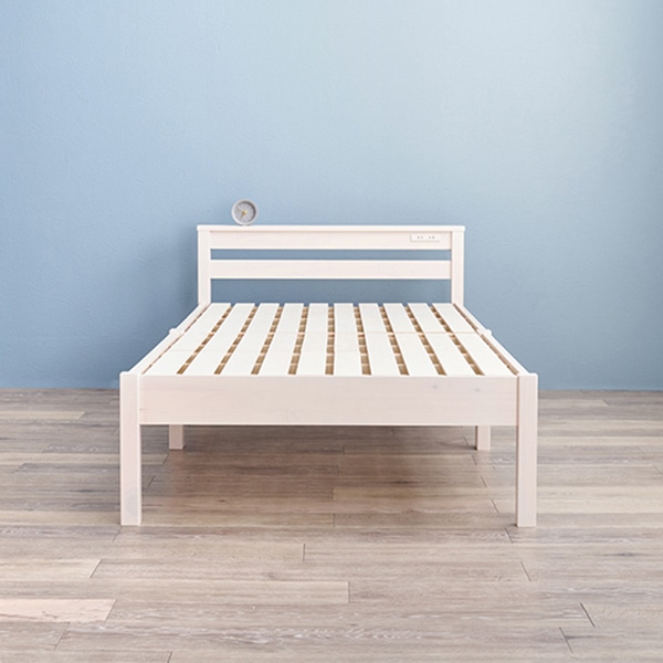 萩原 すのこベッド 組立簡単 宮棚付 シングル ウォッシュホワイト MB-5151SWS 1台(ご注文単位1台)【直送品】