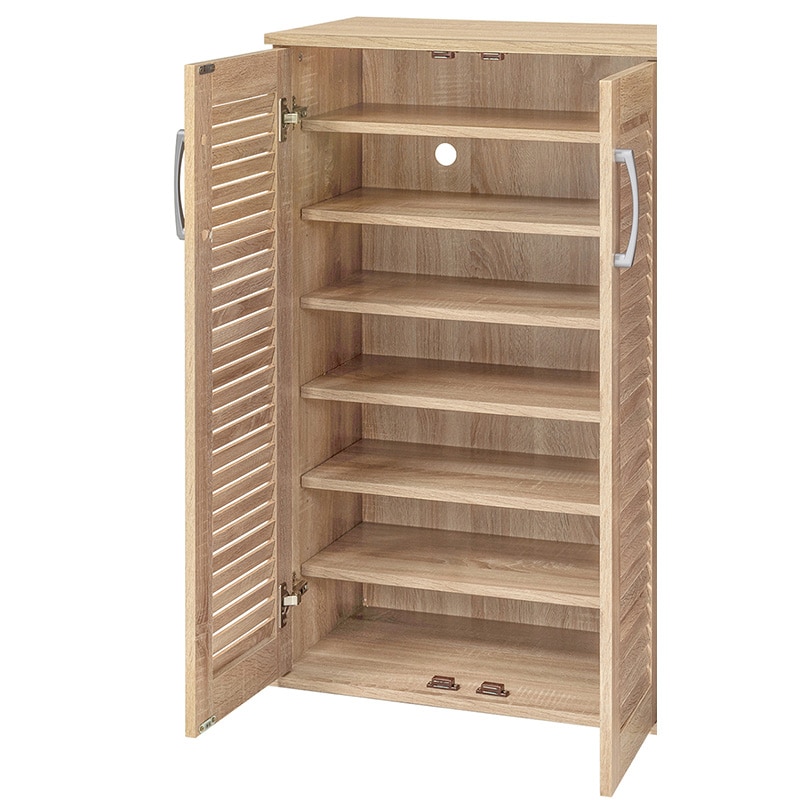 萩原 ルーバーシューズラック 幅60cm 2個セット ナチュラル RSR-1700NA-2S 1セット(ご注文単位1台)【直送品】