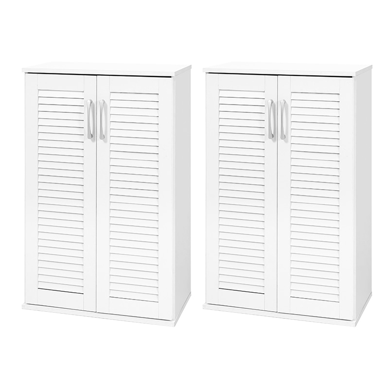 萩原 ルーバーシューズラック　幅60cm　2個セット ホワイト RSR-1700WH-2S 1セット（ご注文単位1台）【直送品】