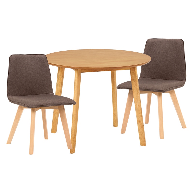 萩原 ダイニングテーブル3点セット 肘無しチェア×2 ナチュラル×ブラウン SH-8640LNT-22BR-3S 1セット(ご注文単位1セット)【直送品】