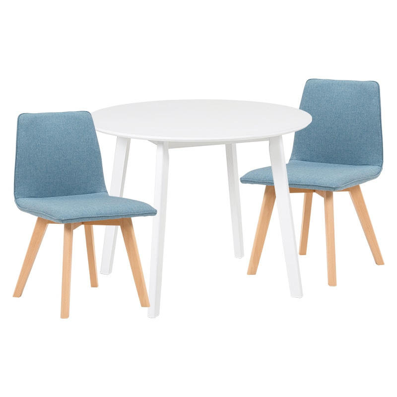 萩原 ダイニングテーブル3点セット 肘無しチェア×2 ホワイト×ブルー SH-8640WH-22BL-3S 1セット(ご注文単位1セット)【直送品】