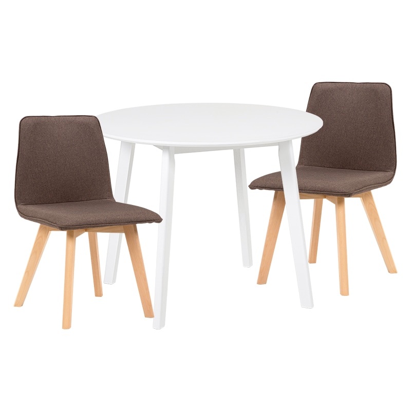 萩原 ダイニングテーブル3点セット 肘無しチェア×2 ホワイト×ブラウン SH-8640WH-22BR-3S 1セット(ご注文単位1セット)【直送品】