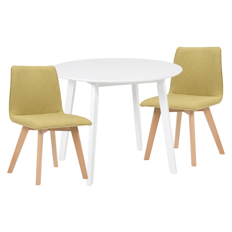 萩原 ダイニングテーブル3点セット 肘無しチェア×2 ホワイト×グリーン SH-8640WH-22GR-3S 1セット(ご注文単位1セット)【直送品】