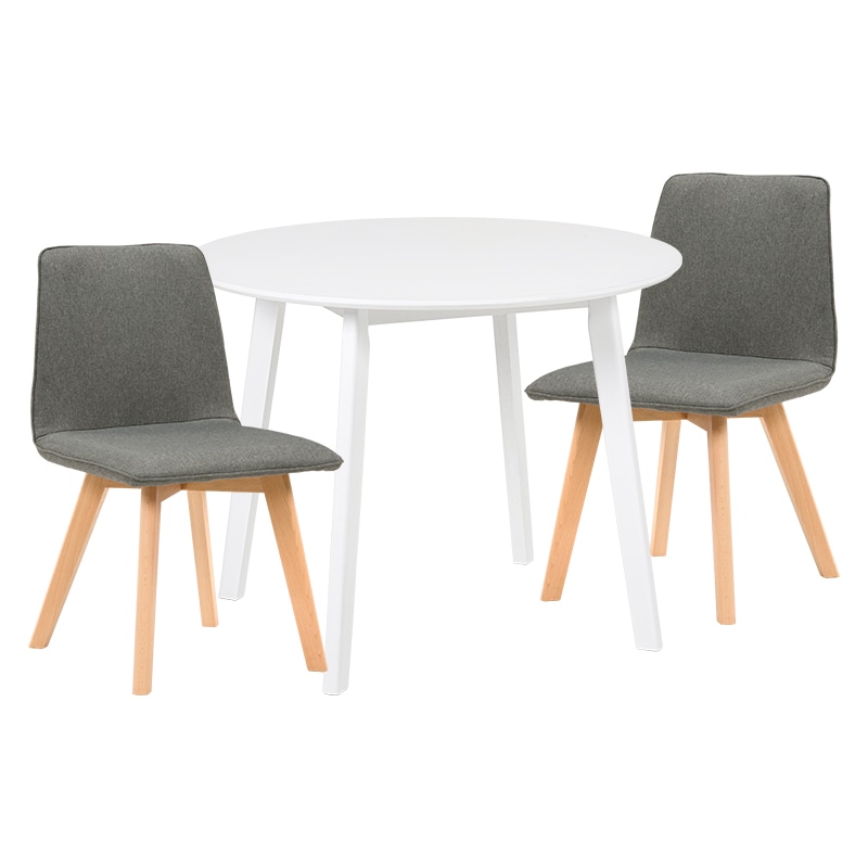 萩原 ダイニングテーブル3点セット 肘無しチェア×2 ホワイト×グレー SH-8640WH-22GY-3S 1セット(ご注文単位1セット)【直送品】