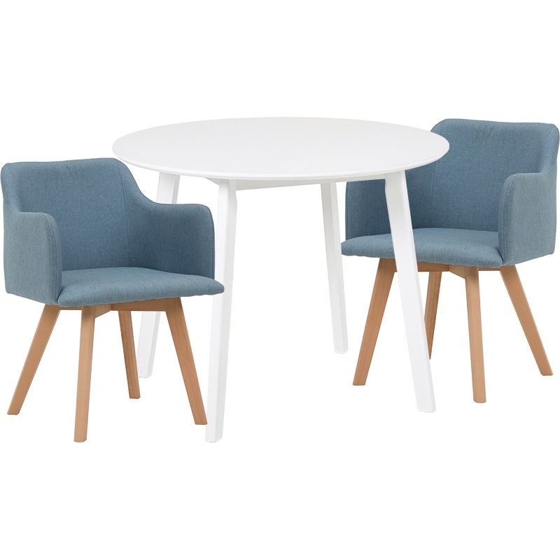 萩原 ダイニングテーブル3点セット 肘付きチェア×2 ホワイト×ブルー SH-8640WH-23BL-3S 1セット(ご注文単位1セット)【直送品】