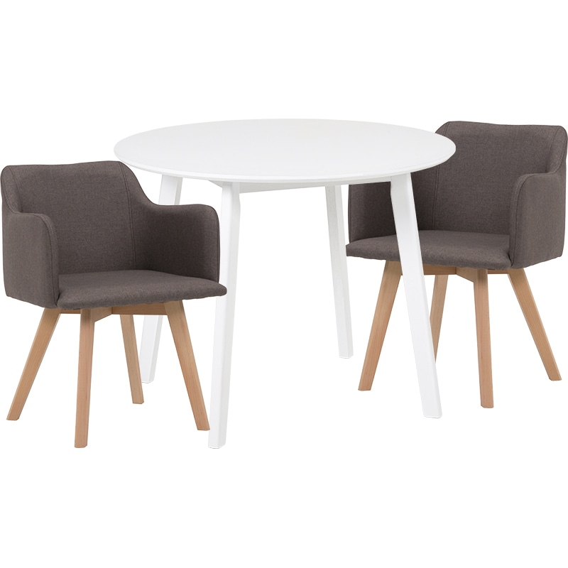 萩原 ダイニングテーブル3点セット 肘付きチェア×2 ホワイト×ブラウン SH-8640WH-23BR-3S 1セット(ご注文単位1セット)【直送品】