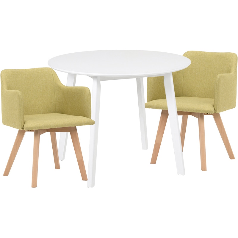 萩原 ダイニングテーブル3点セット 肘付きチェア×2 ホワイト×グリーン SH-8640WH-23GR-3S 1セット(ご注文単位1セット)【直送品】