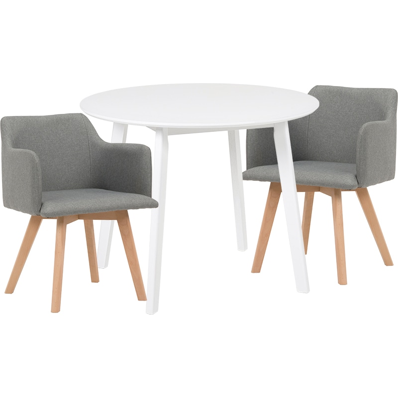 萩原 ダイニングテーブル3点セット 肘付きチェア×2 ホワイト×グレー SH-8640WH-23GY-3S 1セット(ご注文単位1セット)【直送品】