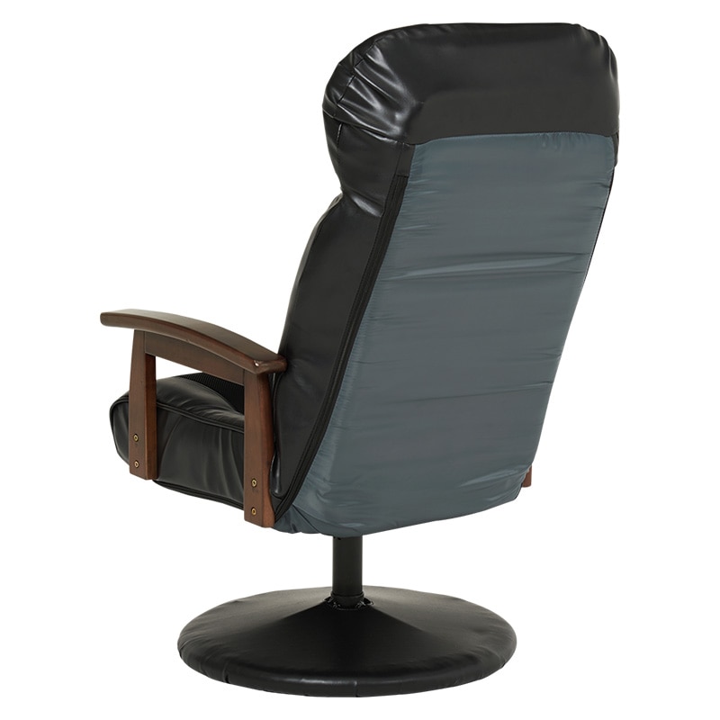 萩原 オットマン付きリクライニングチェア ブラック LZ-4719BK 1台(ご注文単位1台)【直送品】