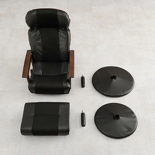 萩原 オットマン付きリクライニングチェア ブラック LZ-4719BK 1台(ご注文単位1台)【直送品】