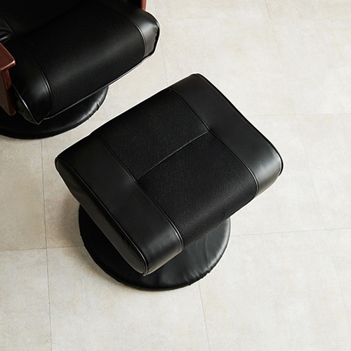 萩原 オットマン付きリクライニングチェア ブラック LZ-4719BK 1台(ご注文単位1台)【直送品】