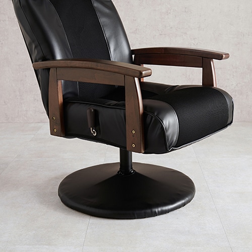 萩原 オットマン付きリクライニングチェア ブラック LZ-4719BK 1台(ご注文単位1台)【直送品】