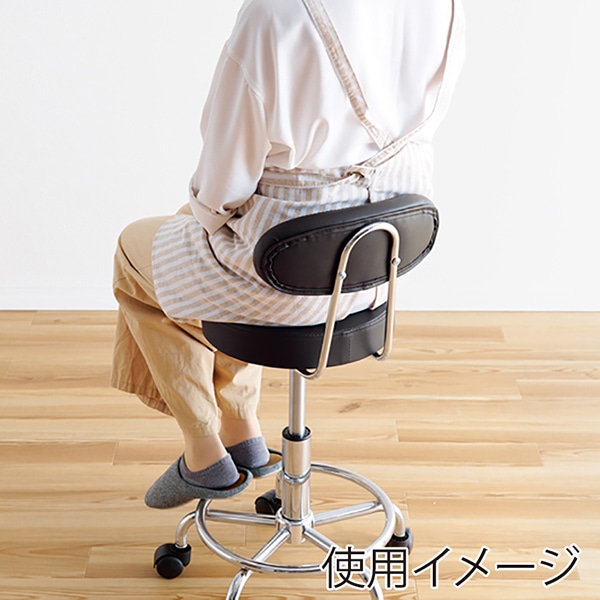 萩原 キッチンチェア　昇降式 ブラック LHC-4051BK 1台（ご注文単位1台）【直送品】