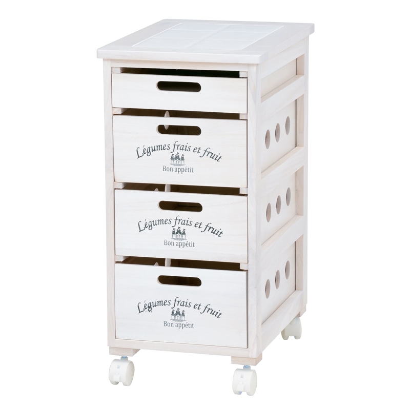 萩原 キッチンストッカー ホワイトウォッシュ MUD-6604WS 1台(ご注文単位1台)【直送品】