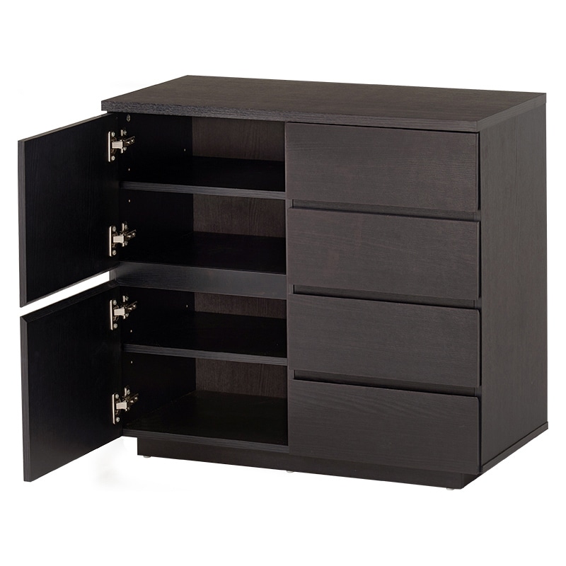 萩原 キャビネット　幅79cm ダークブラウン RCC-1490DBR 1台（ご注文単位1台）【直送品】