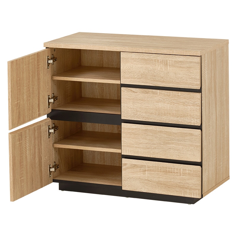 萩原 キャビネット 幅79cm ナチュラル RCC-1490NA 1台(ご注文単位1台)【直送品】