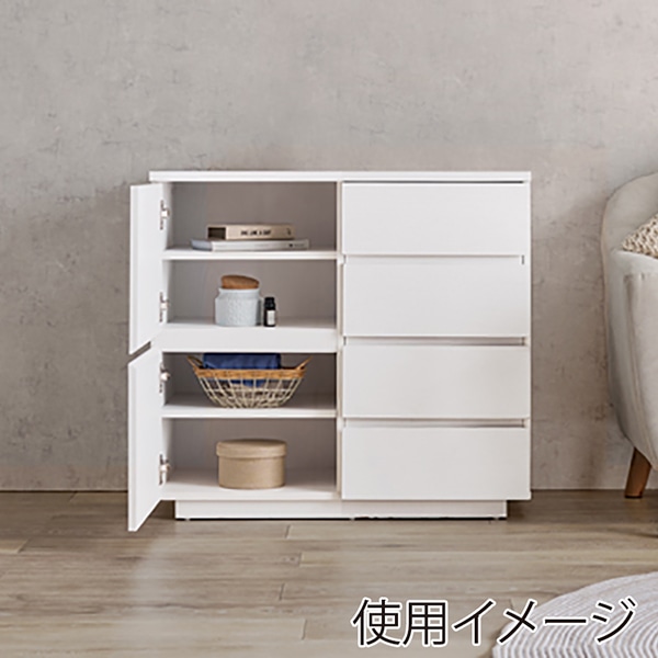 萩原 キャビネット 幅79cm ホワイト RCC-1490WH 1台(ご注文単位1台)【直送品】