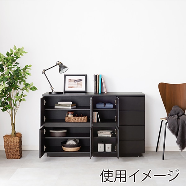 萩原 キャビネット 幅119cm ダークブラウン RCC-1491DBR 1台(ご注文単位1台)【直送品】