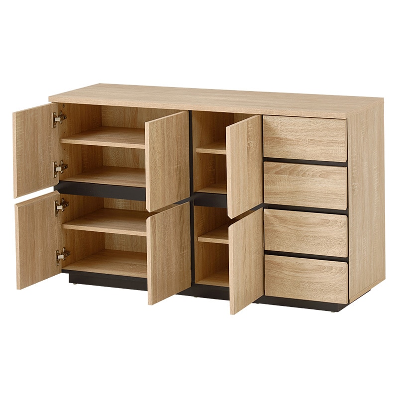 萩原 キャビネット 幅119cm ナチュラル RCC-1491NA 1台(ご注文単位1台)【直送品】