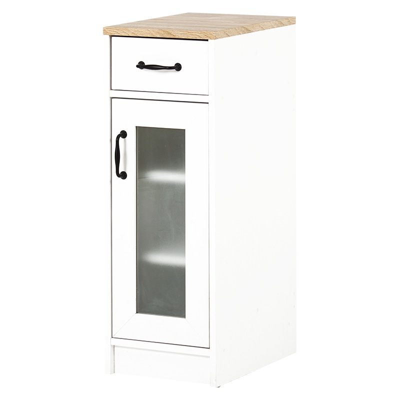 萩原 キッチンラック 幅30cm 扉収納タイプ ナチュラル×ホワイト RCC-1637WS 1台(ご注文単位1台)【直送品】