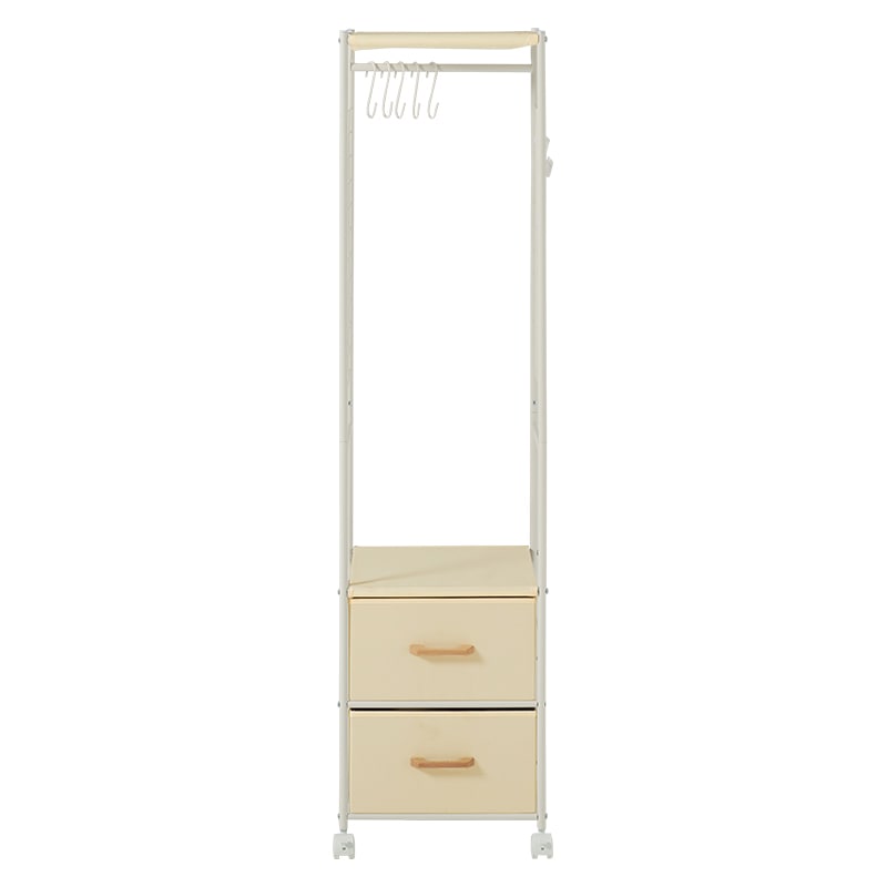 萩原 ハンガーラック 幅40cm 引出し2杯 ホワイト KHR-3186WH 1台(ご注文単位1台)【直送品】