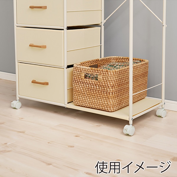 萩原 ハンガーラック 幅80cm 引出し5杯 ホワイト KHR-3188WH 1台(ご注文単位1台)【直送品】