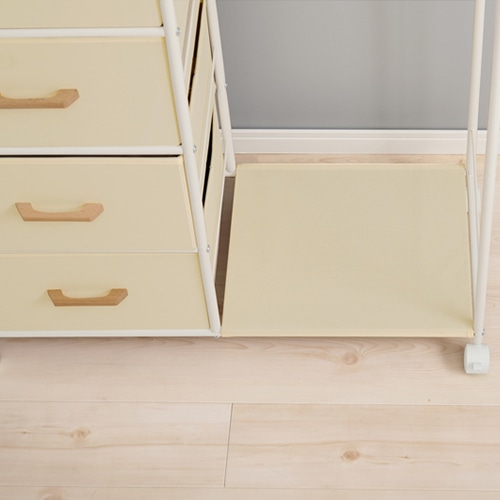 萩原 ハンガーラック 幅80cm 引出し5杯 ホワイト KHR-3188WH 1台(ご注文単位1台)【直送品】