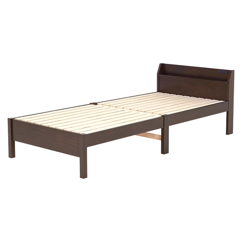 萩原 組立簡単　すのこベッド　宮棚付 シングル　ダークブラウン MB-5096S-DBR 1台（ご注文単位1台）【直送品】