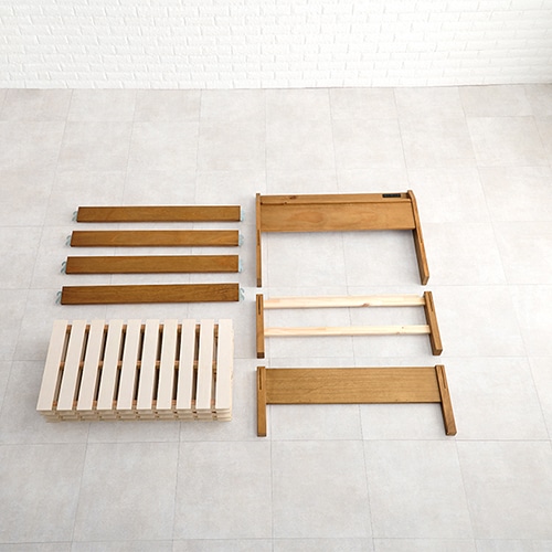 萩原 組立簡単 すのこベッド 宮棚付 シングル ライトブラウン MB-5096S-LBR 1台(ご注文単位1台)【直送品】